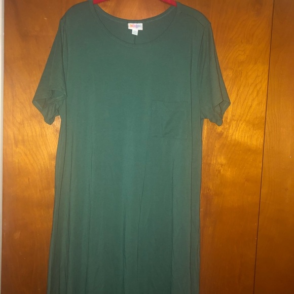 LuLaRoe Carly High-Low Dress Green plus size 2x - Picture 4 of 5